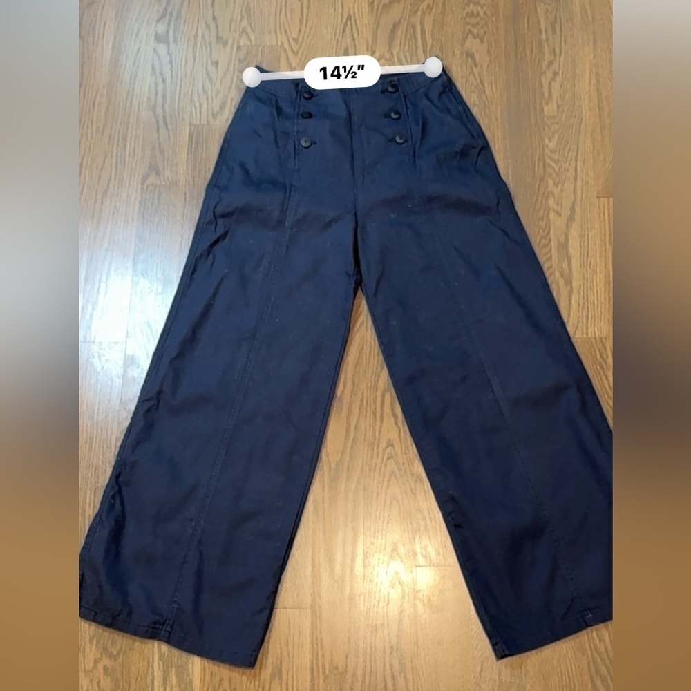 Unsubscribed  Navy Wide-Leg Women's Pants size 8  boho cottagecore F - Picture 4 of 8